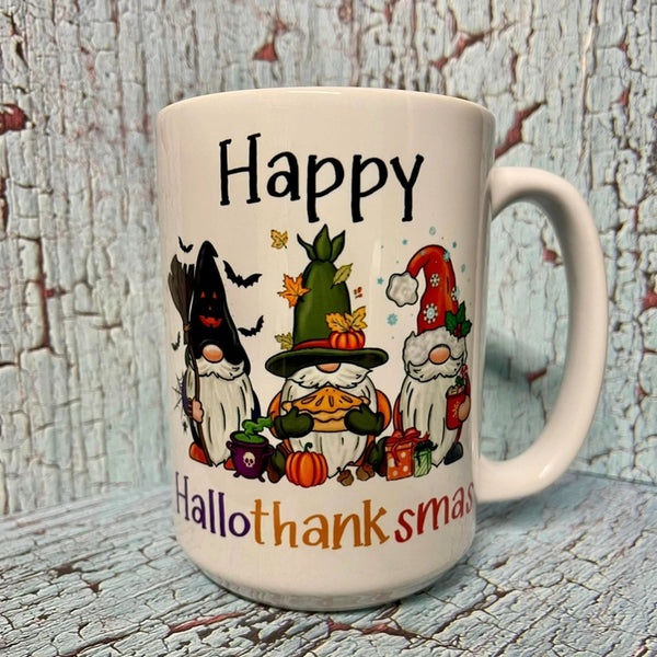 Happy Hallothanksmas Gnome 15oz Coffee Mug