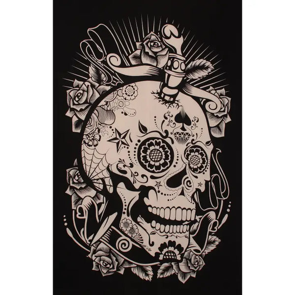 Zest For Life Tapestry Black & White Skull