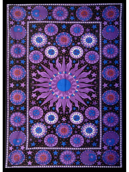 Faces of the Sun Stars Tapestry - Purple