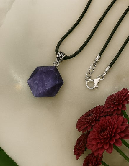 Lepidolite Hexagon Necklace